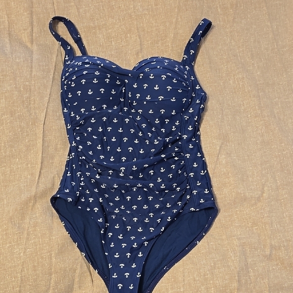 NIPTUCK Nautical Blue Womans One Piece Swimsuit Maine Anchor Size 6 Vacation - Picture 3 of 7